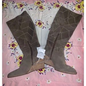 LUCKY BRAND Womens waterproof suede heeled boots